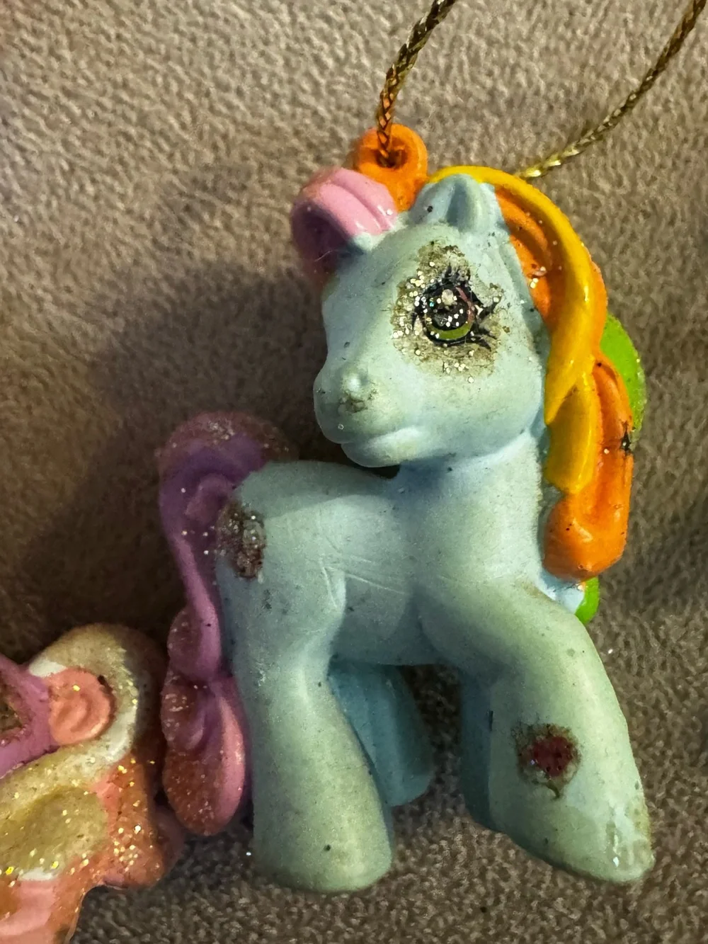 My Little Pony mini Ornament Set Yellow,Pink, Purple,Blue normal wear approx 1”